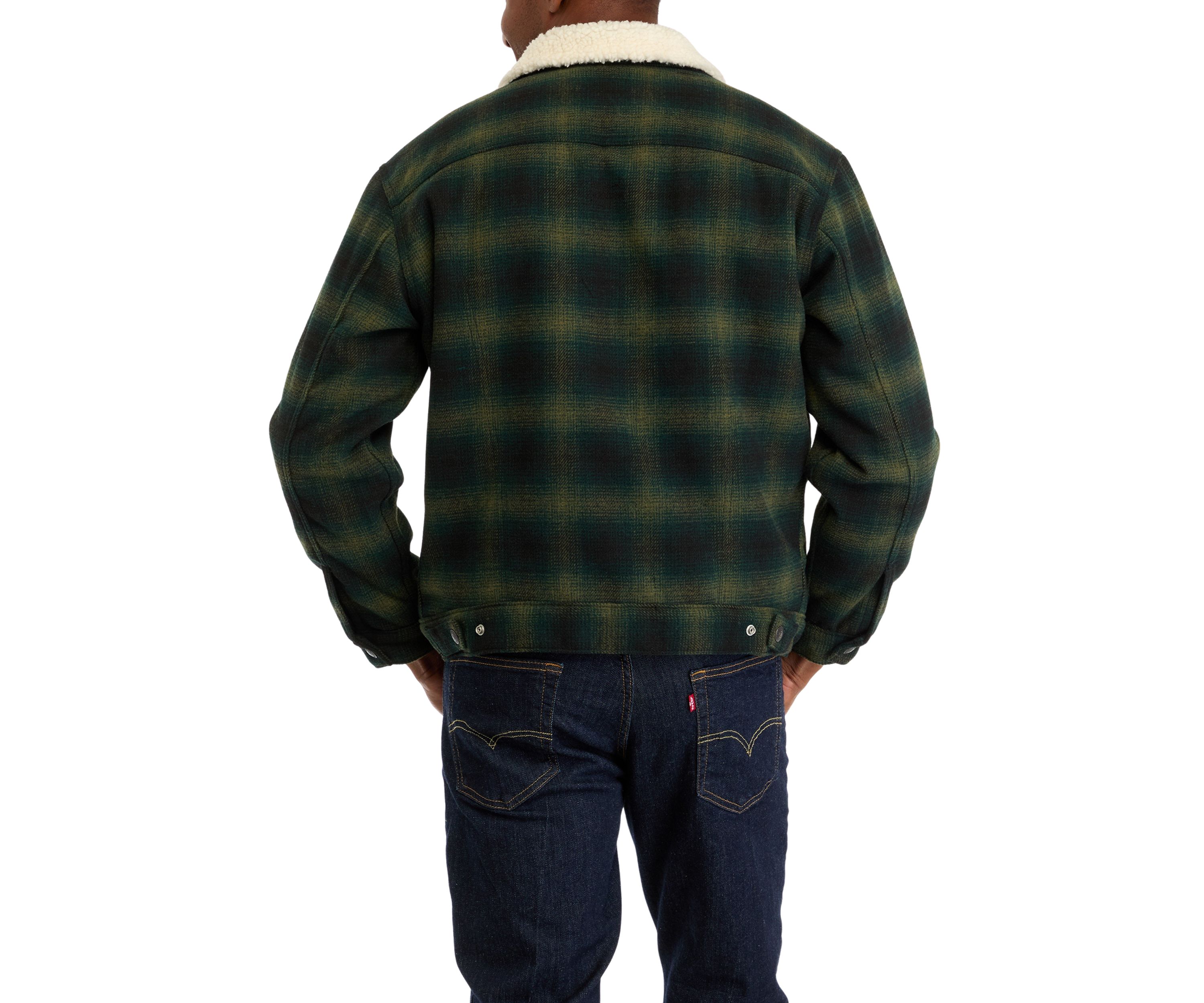 Relaxed Fit Plaid Trucker Jacket