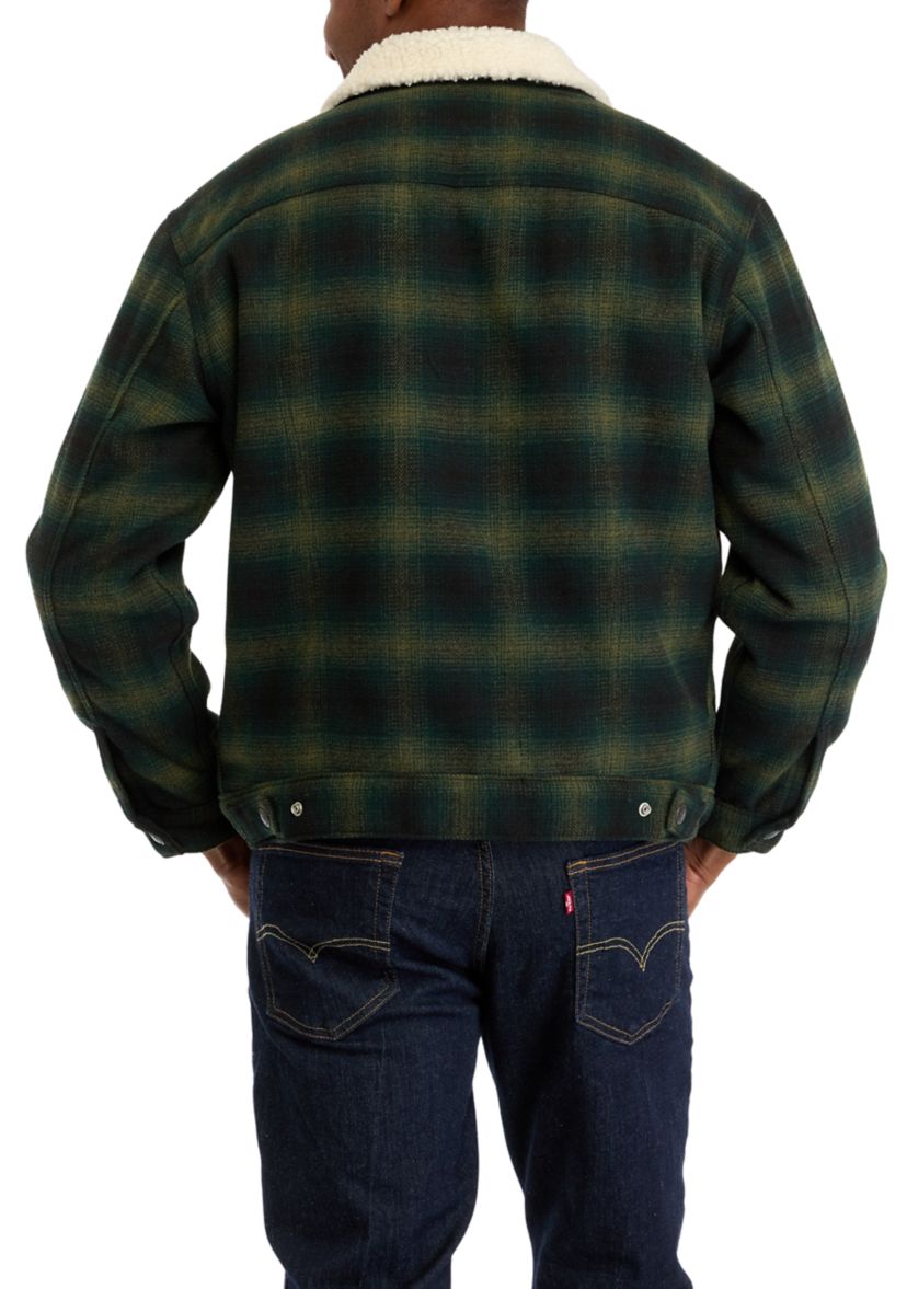 Relaxed Fit Plaid Trucker Jacket