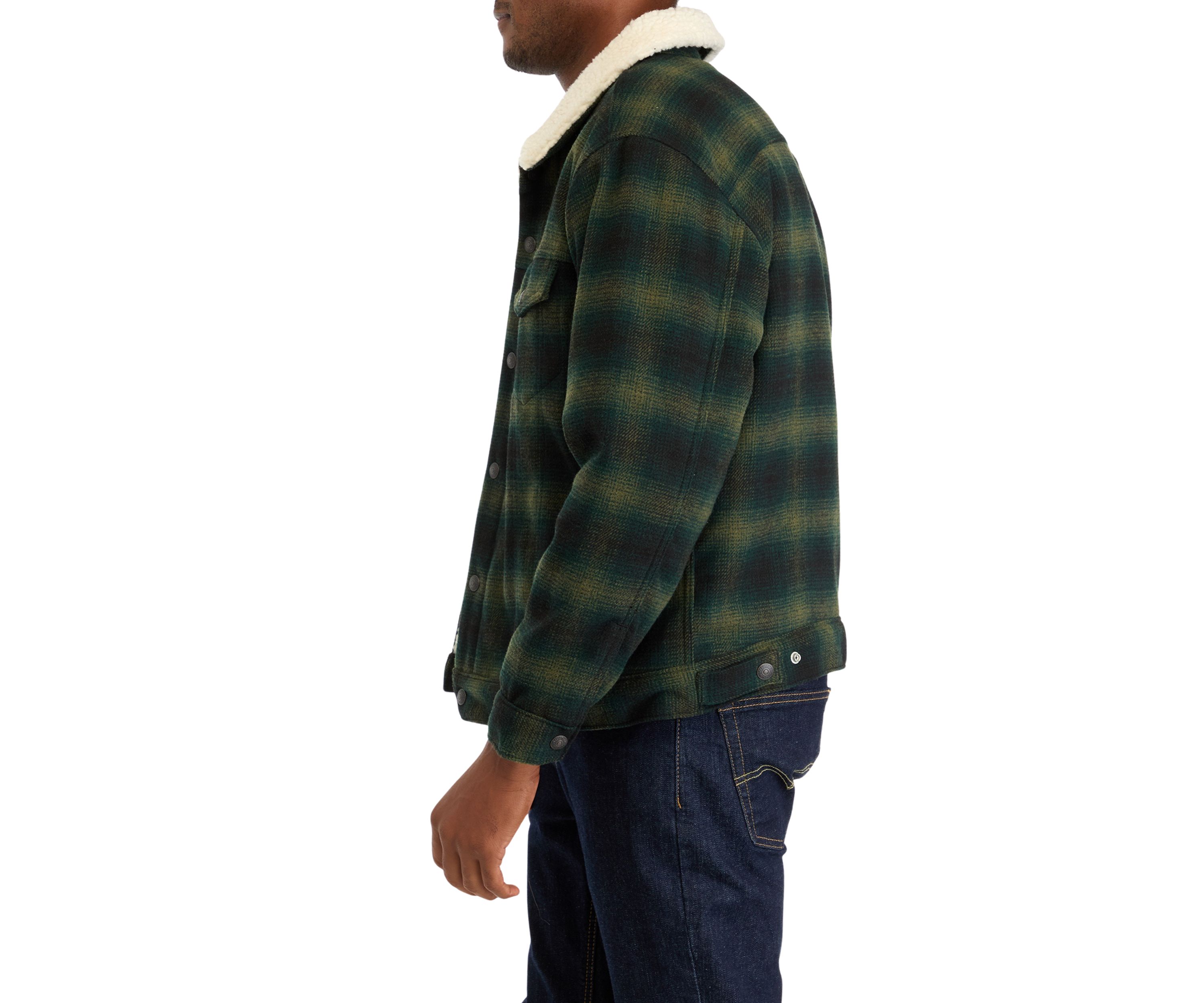 Relaxed Fit Plaid Trucker Jacket