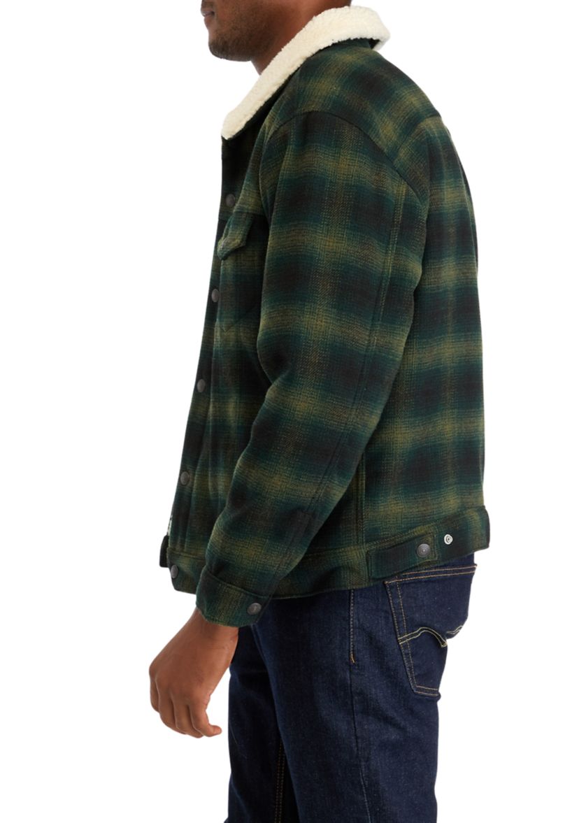 Relaxed Fit Plaid Trucker Jacket