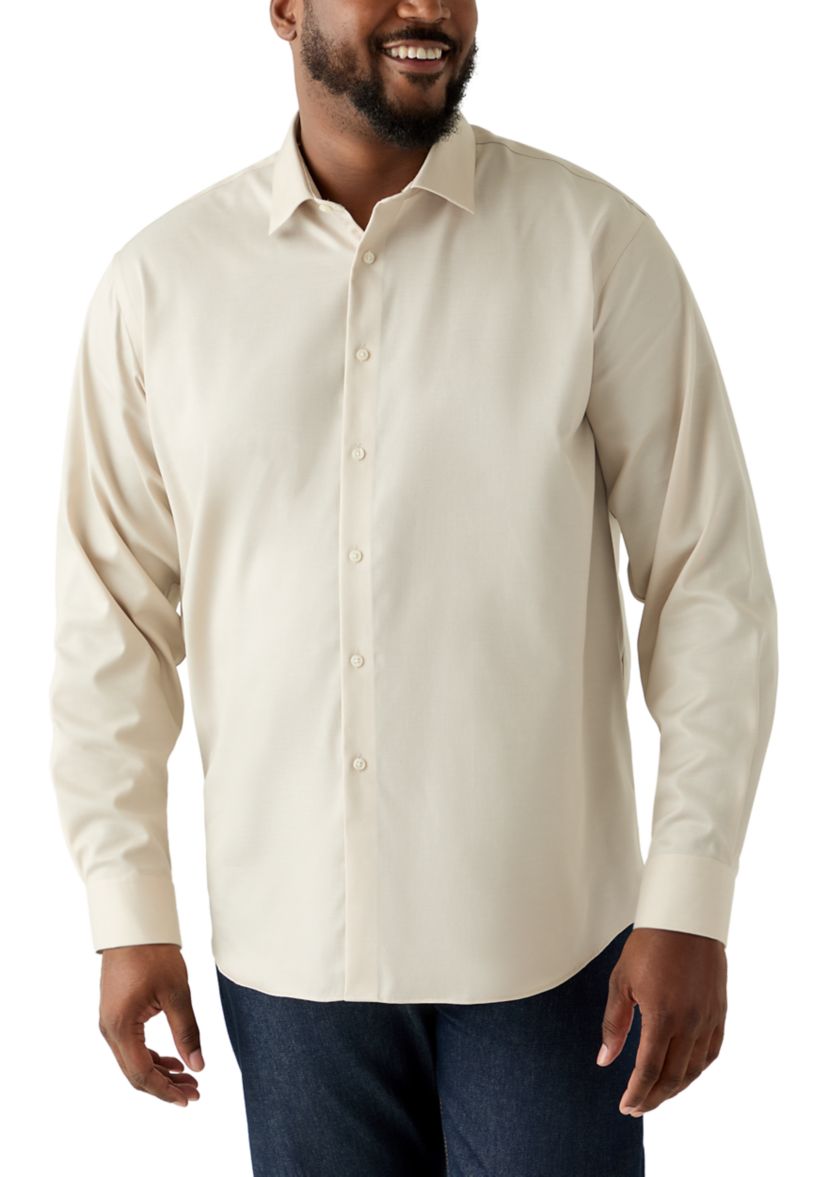 Mens Big Steel+ Stretch Wrinkle Free Dress Shirt