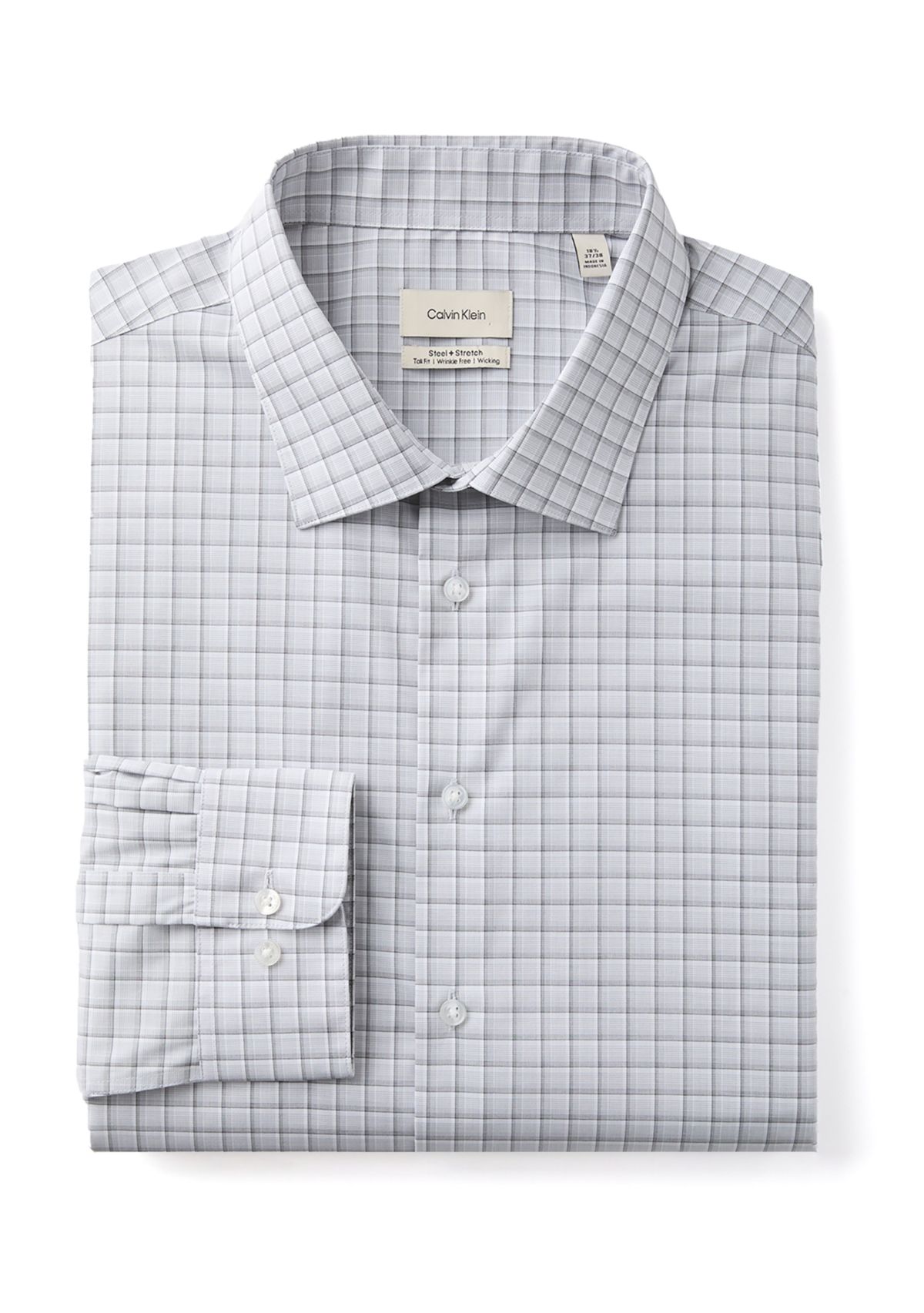 Big & Tall Plaid Steel Stretch Button Down Shirt