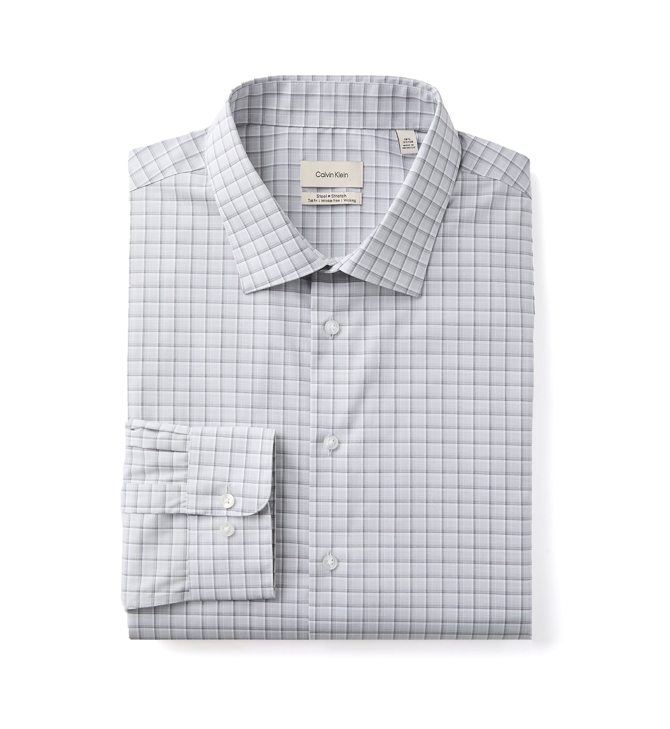 Big & Tall Plaid Steel Stretch Button Down Shirt