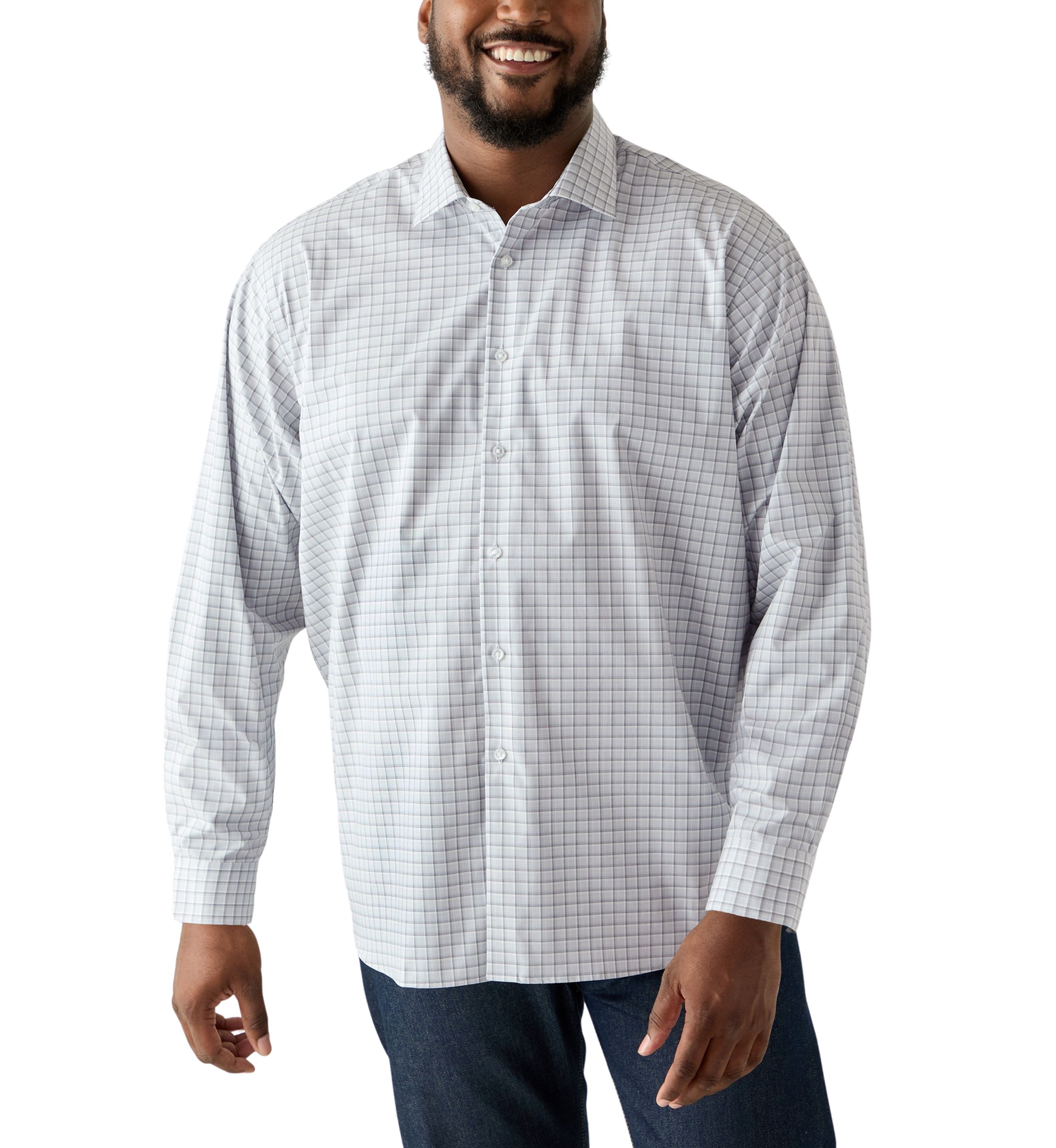 Big & Tall Plaid Steel Stretch Button Down Shirt