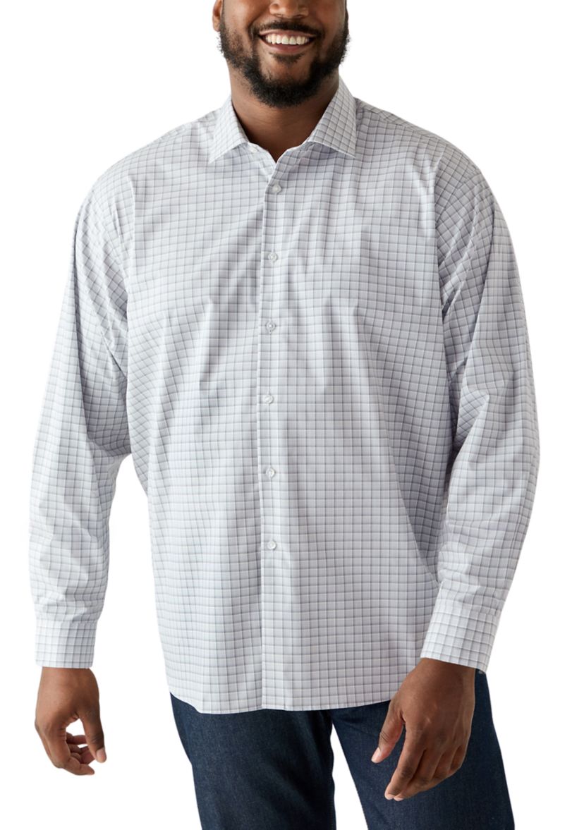 Big & Tall Plaid Steel Stretch Button Down Shirt