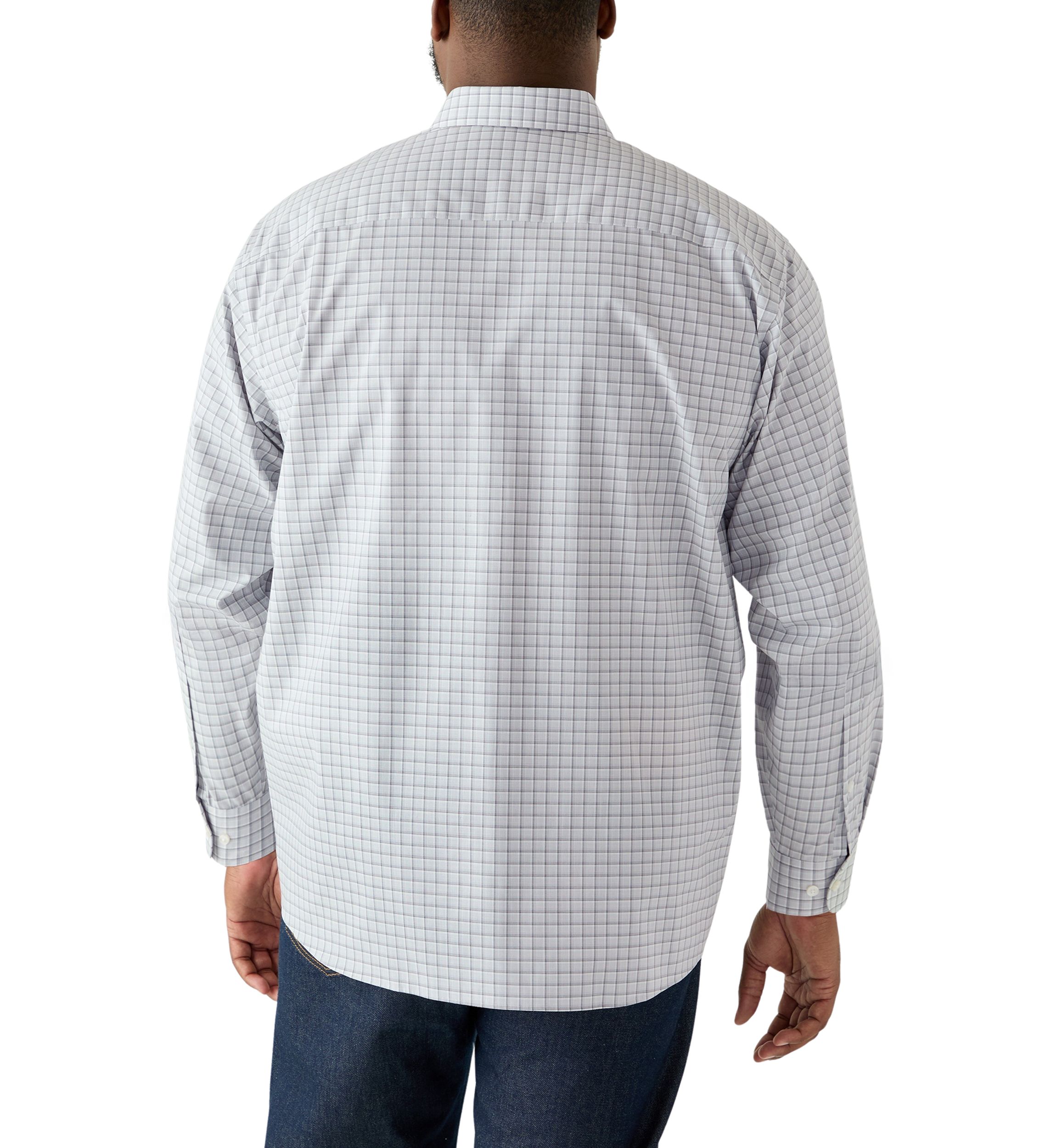 Big & Tall Plaid Steel Stretch Button Down Shirt