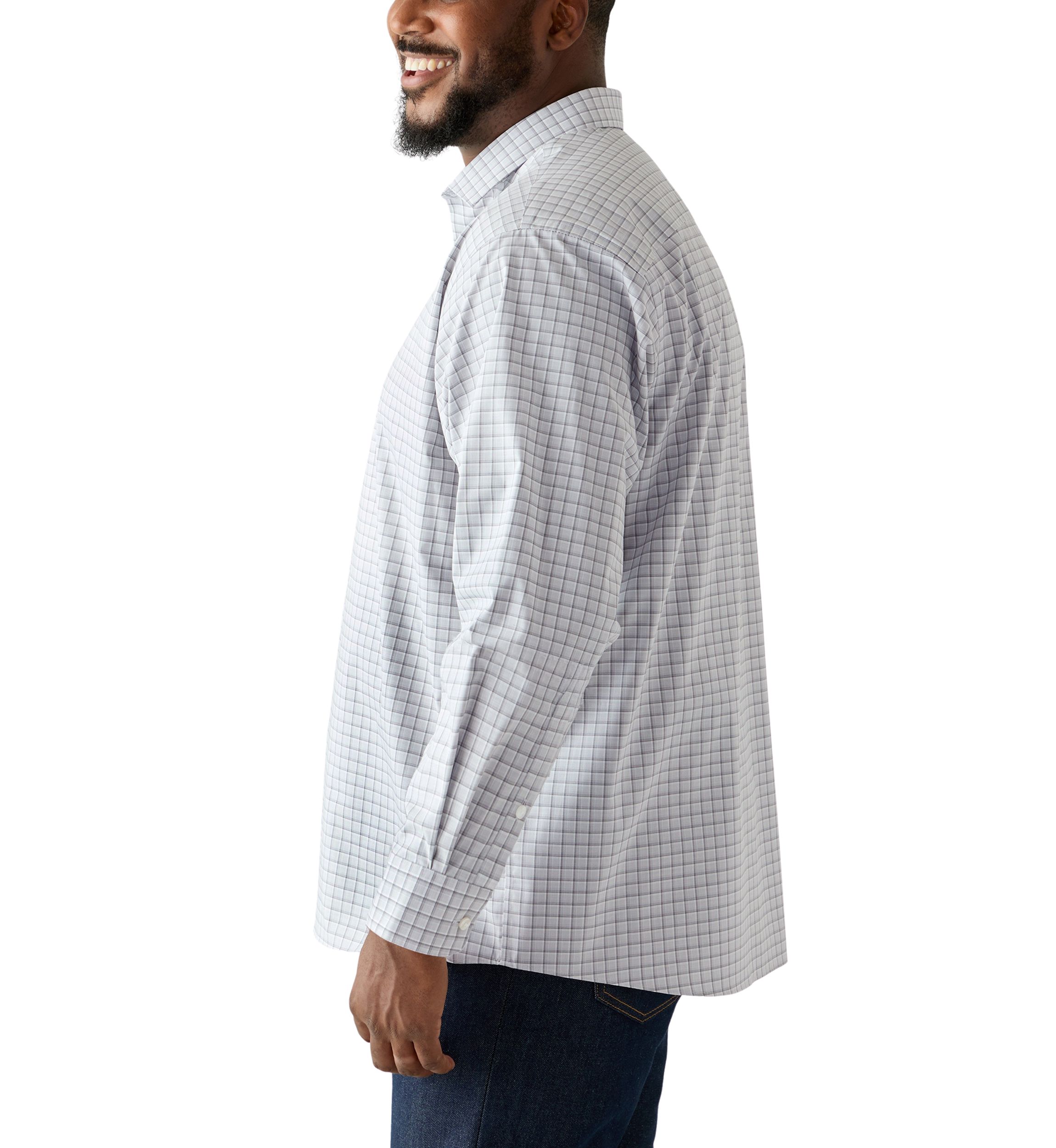 Big & Tall Plaid Steel Stretch Button Down Shirt