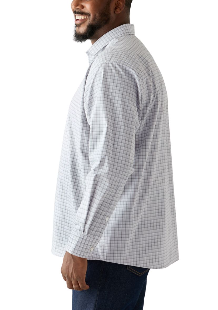 Big & Tall Plaid Steel Stretch Button Down Shirt