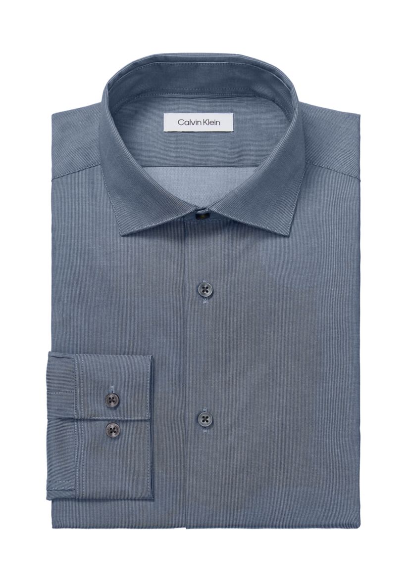 dress shirt calvin klein Men's Cotton Herringbone Slim Fit - White fit About 30 from shoulder to hem Calvin Klein Mens Wrinkle Resistant