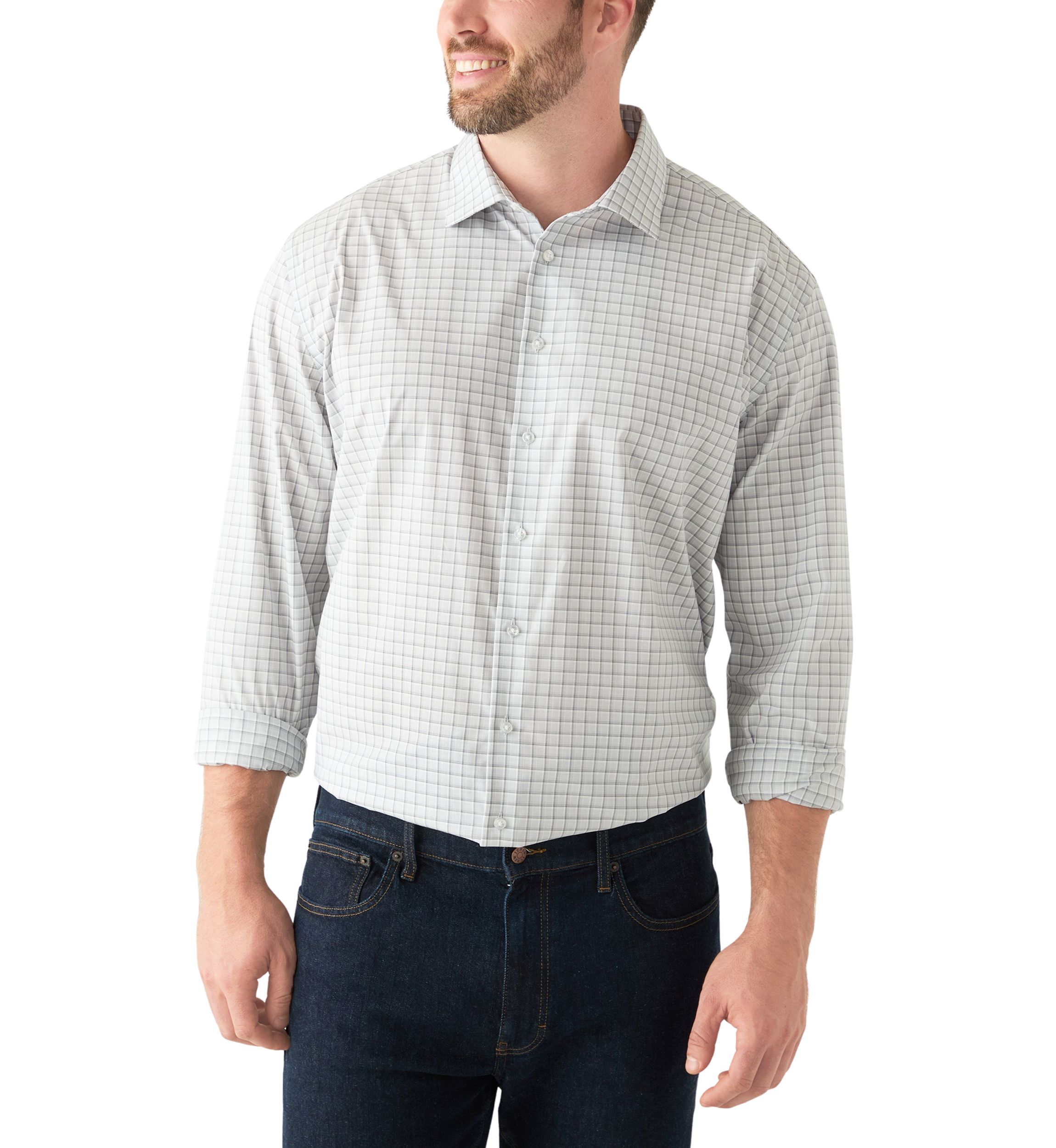 Mens Tall  Steel+ Stretch Wrinkle Free Dress Shirt 