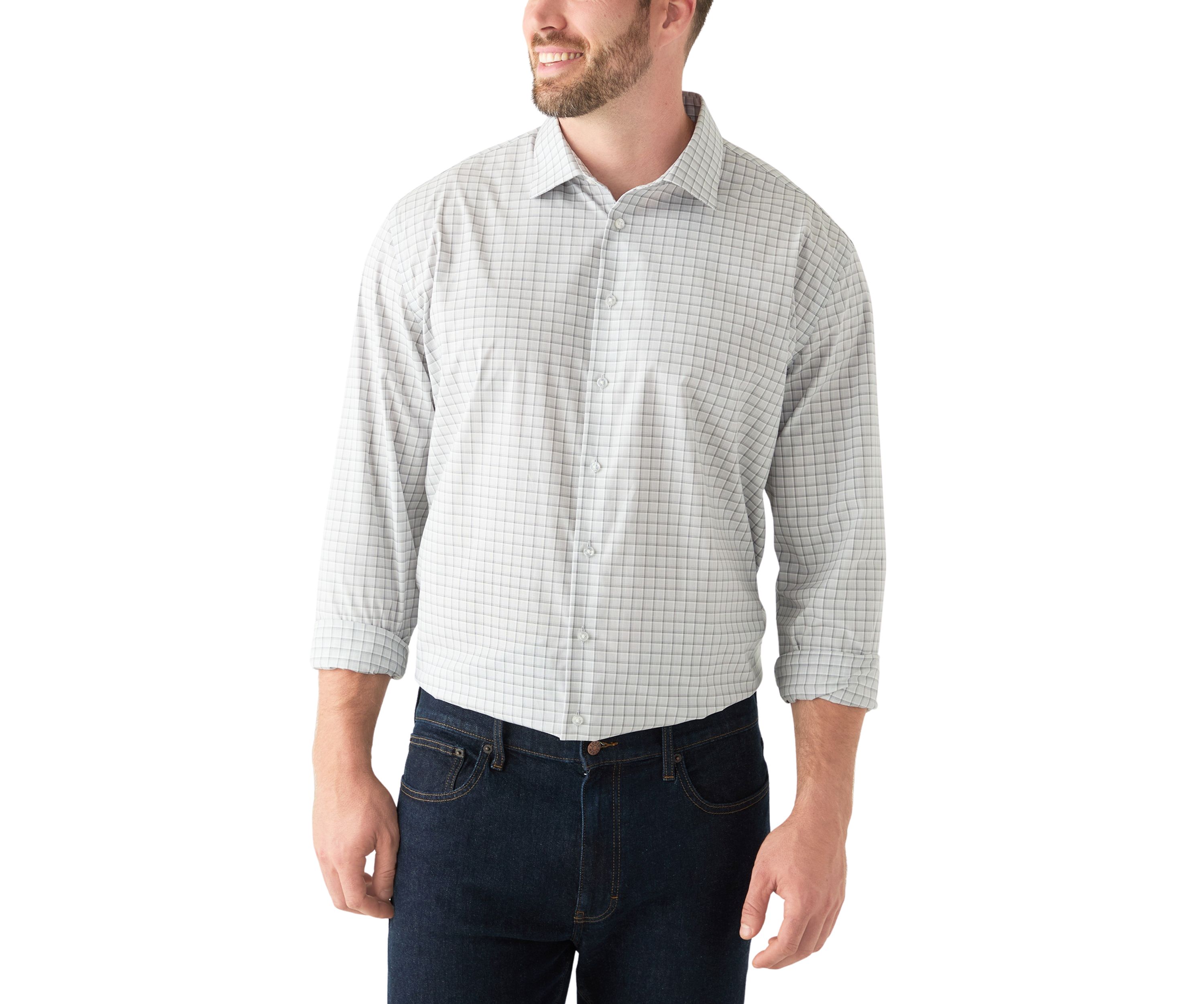 Mens Tall  Steel+ Stretch Wrinkle Free Dress Shirt 
