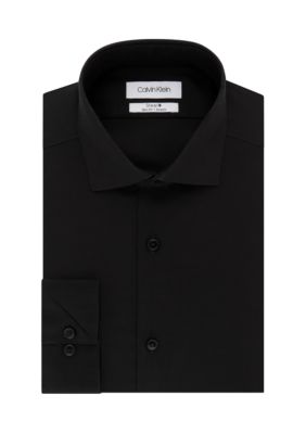 Calvin Klein Men's Steel Non Iron Stretch Performance Slim Fit Dress Shirt, Black, 17 34/35