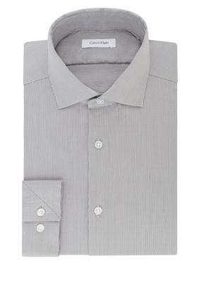 Calvin Klein Men's Steel Non Iron Stretch Performance Slim Fit Dress Shirt, Grey, 17 34/35