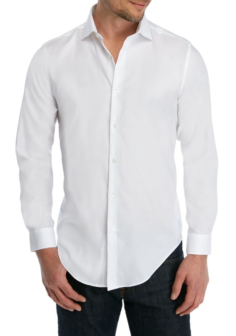 slim fit dress slacks White Non-Iron 4-Way Stretch Shirt