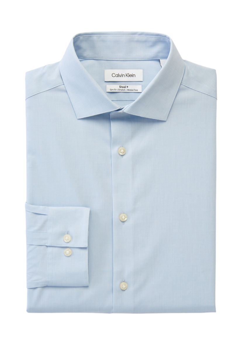 Mens Slim Fit Steel Stretch Dress Shirt