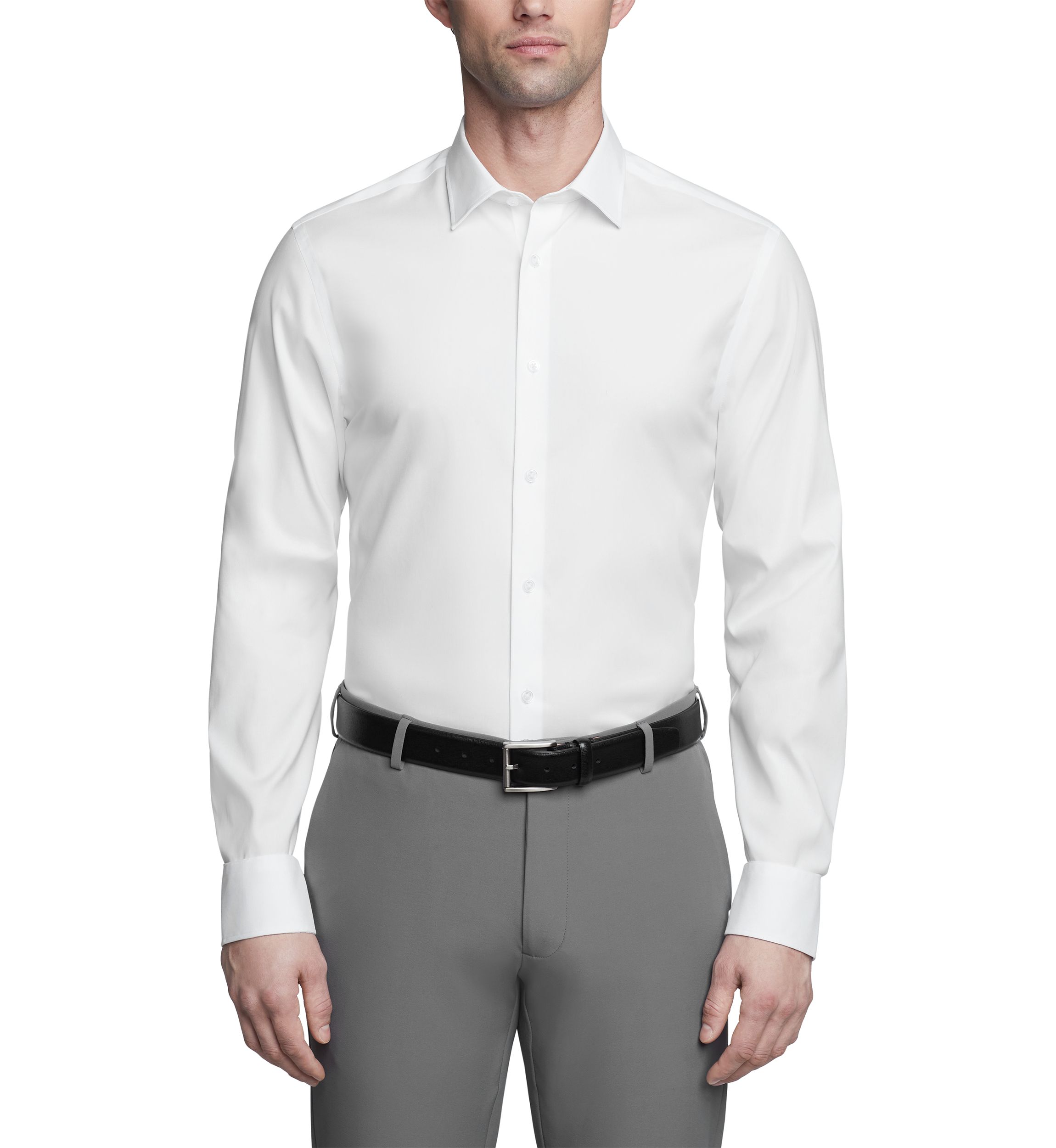 Long Sleeve Refined Cotton Stretch Poplin Dress Shirt