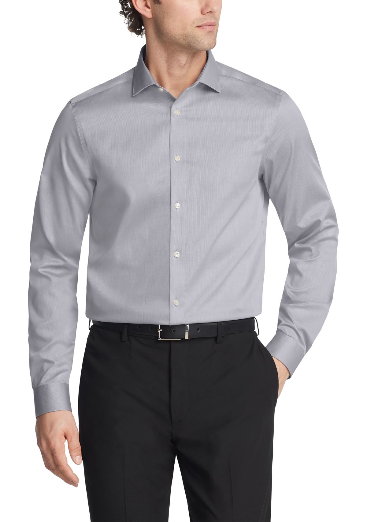Long Sleeve Modern Pincord Slim fit Non Iron Stretch Wicking Dress Shirt
