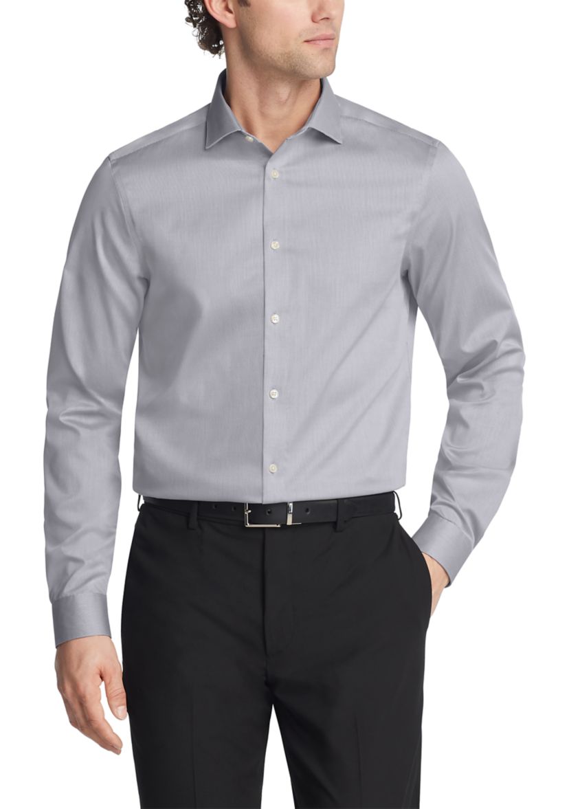Long Sleeve Modern Pincord Slim fit Non Iron Stretch Wicking Dress Shirt