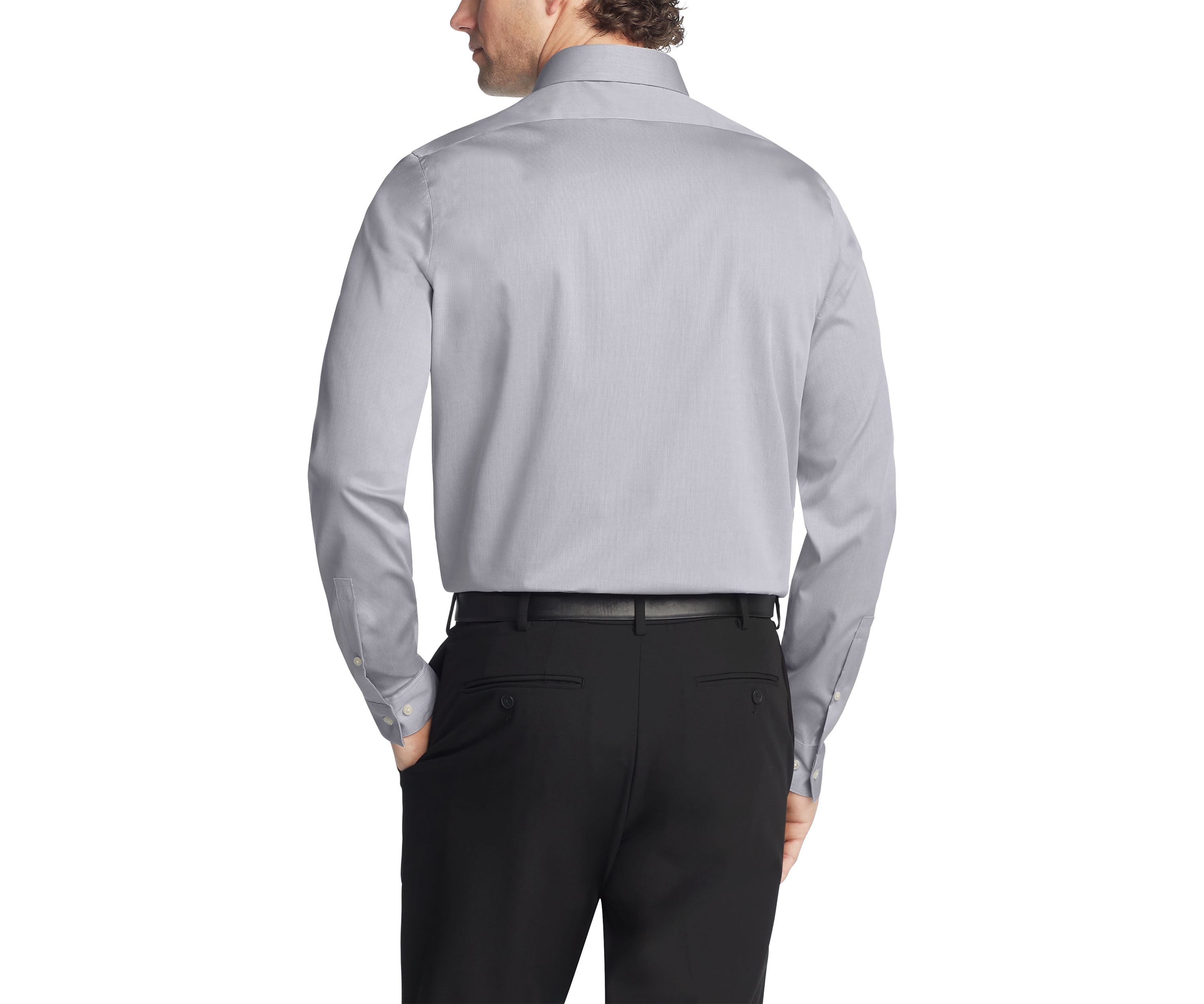 Long Sleeve Modern Pincord Slim fit Non Iron Stretch Wicking Dress Shirt