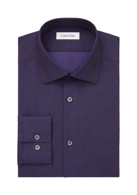 Calvin Klein Men's Steel+ Slim Fit Stretch Wrinkle Free Dress Shirt, Purple, 17 32/33