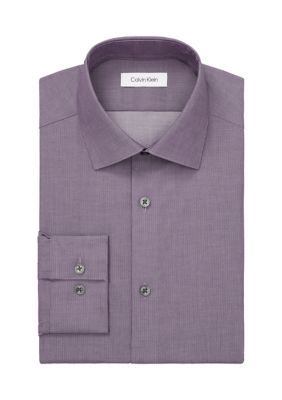Calvin Klein Men's Steel+ Slim Fit Stretch Wrinkle Free Dress Shirt, Purple, 14.5 32/33