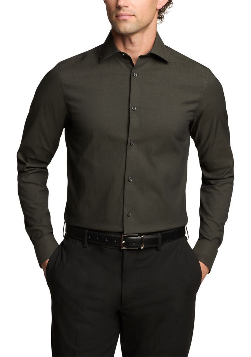 Mens Steel+ Slim Fit Stretch Wrinkle Free Dress Shirt