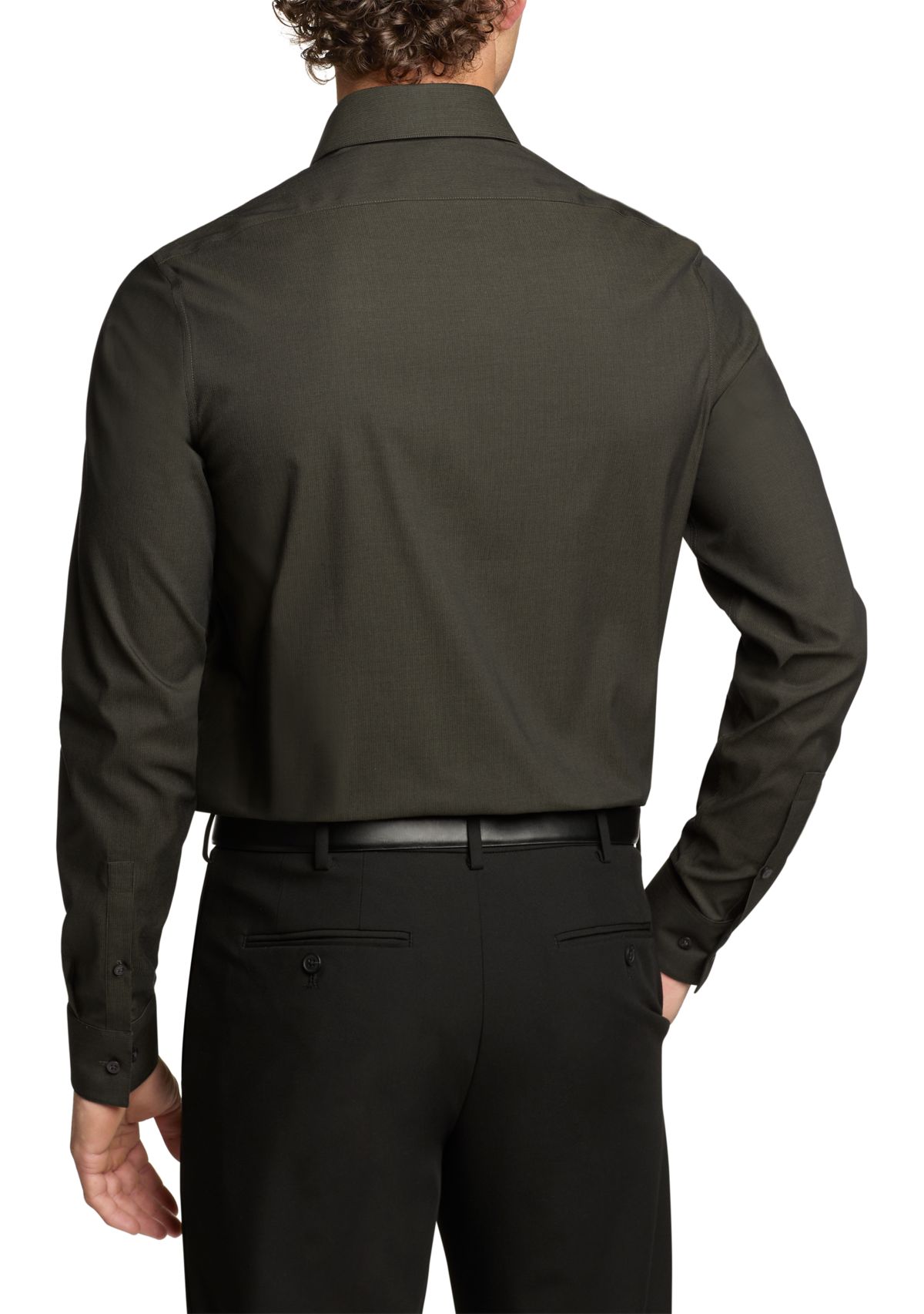 Mens Steel+ Slim Fit Stretch Wrinkle Free Dress Shirt