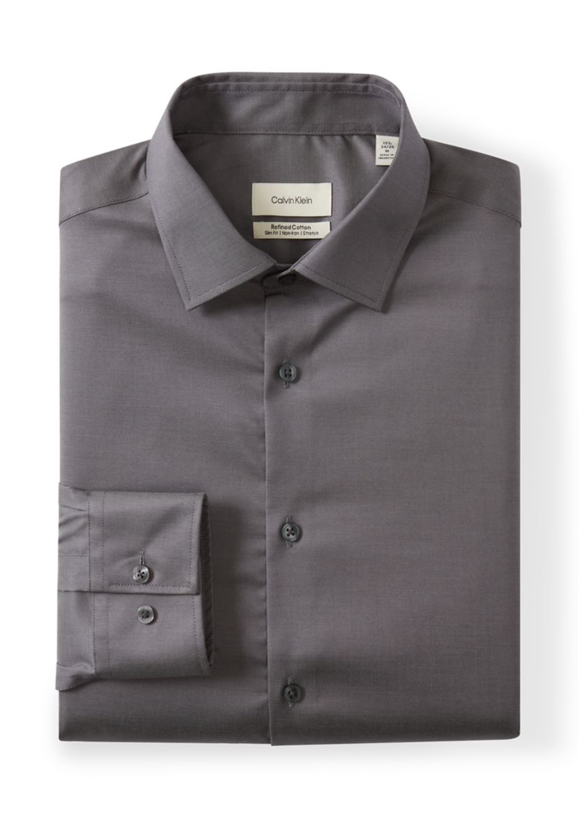 Mens Refined Cotton Stretch Slim Fit Dress Shirt