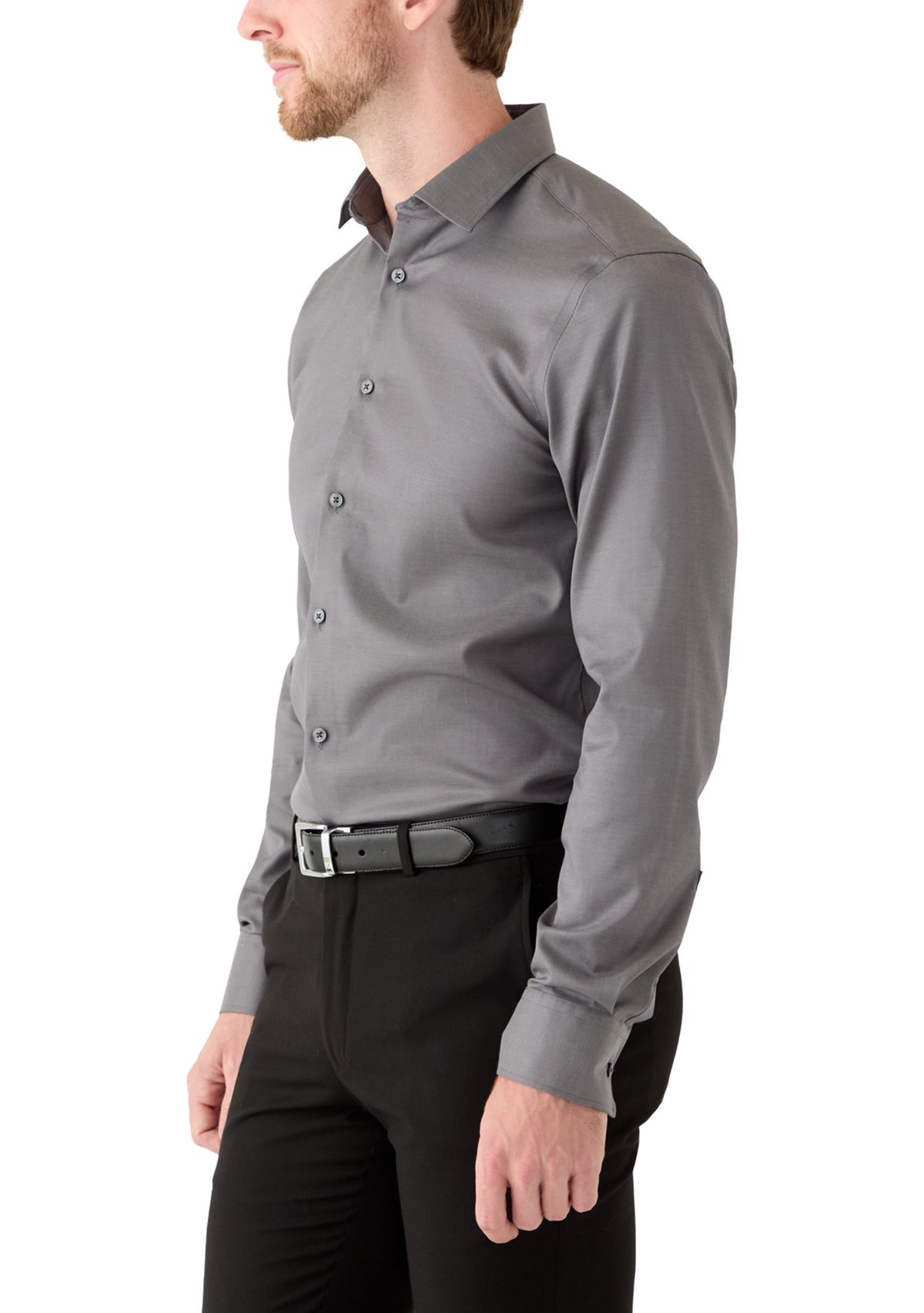 Mens Refined Cotton Stretch Slim Fit Dress Shirt