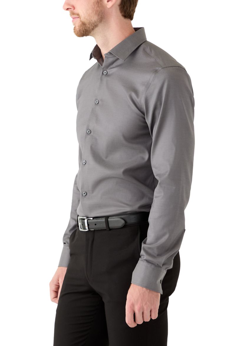 Mens Refined Cotton Stretch Slim Fit Dress Shirt