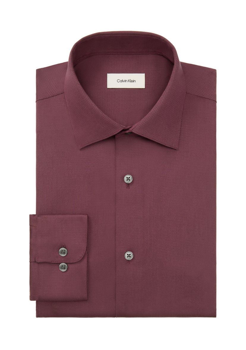 Calvin Klein Men's Steel Plus Slim Fit Dress Shirt - Purple - Formal Shirts