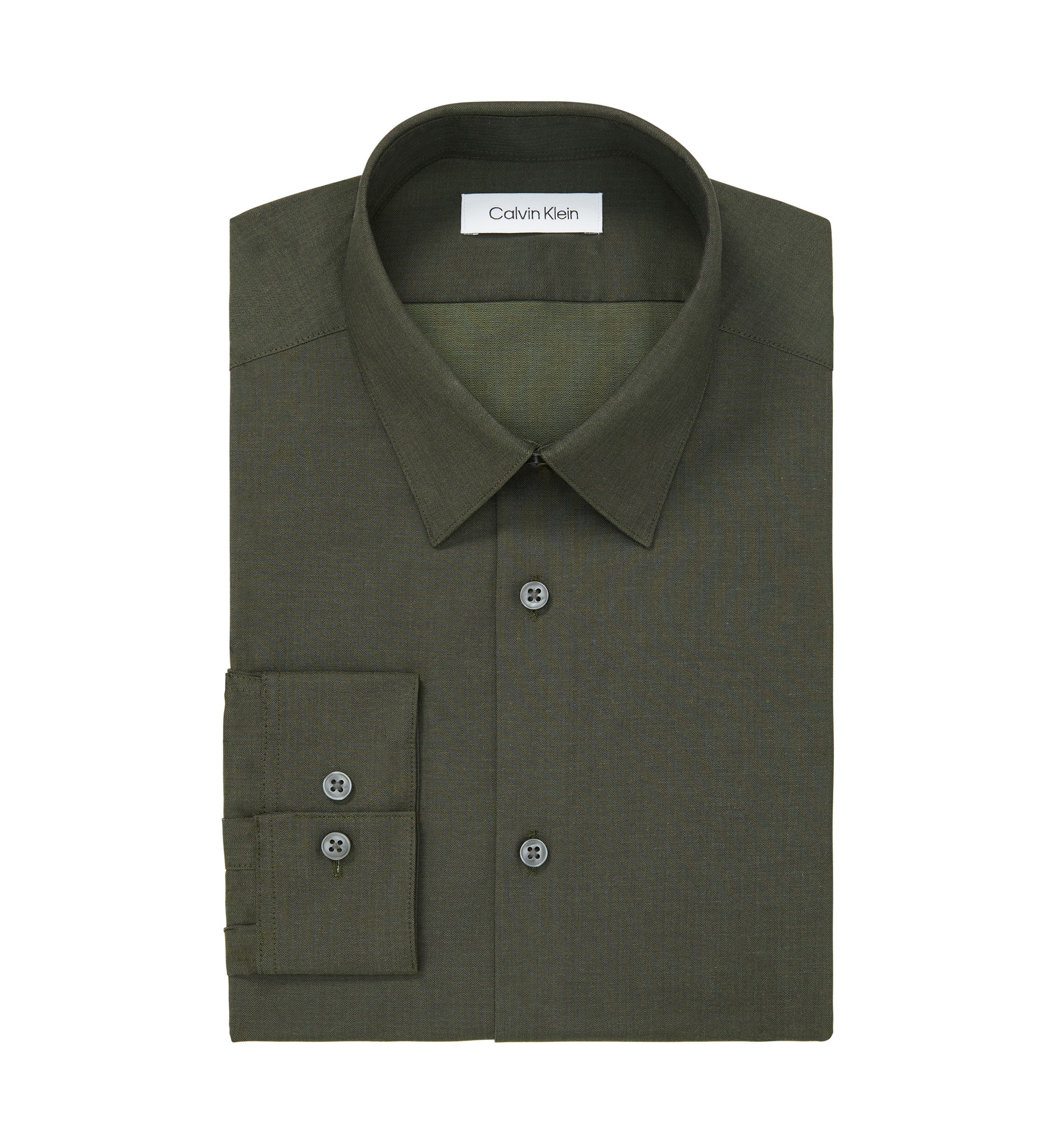 Mens Calvin Klein Steel+ Herringbone Slim Fit Dress Shirt