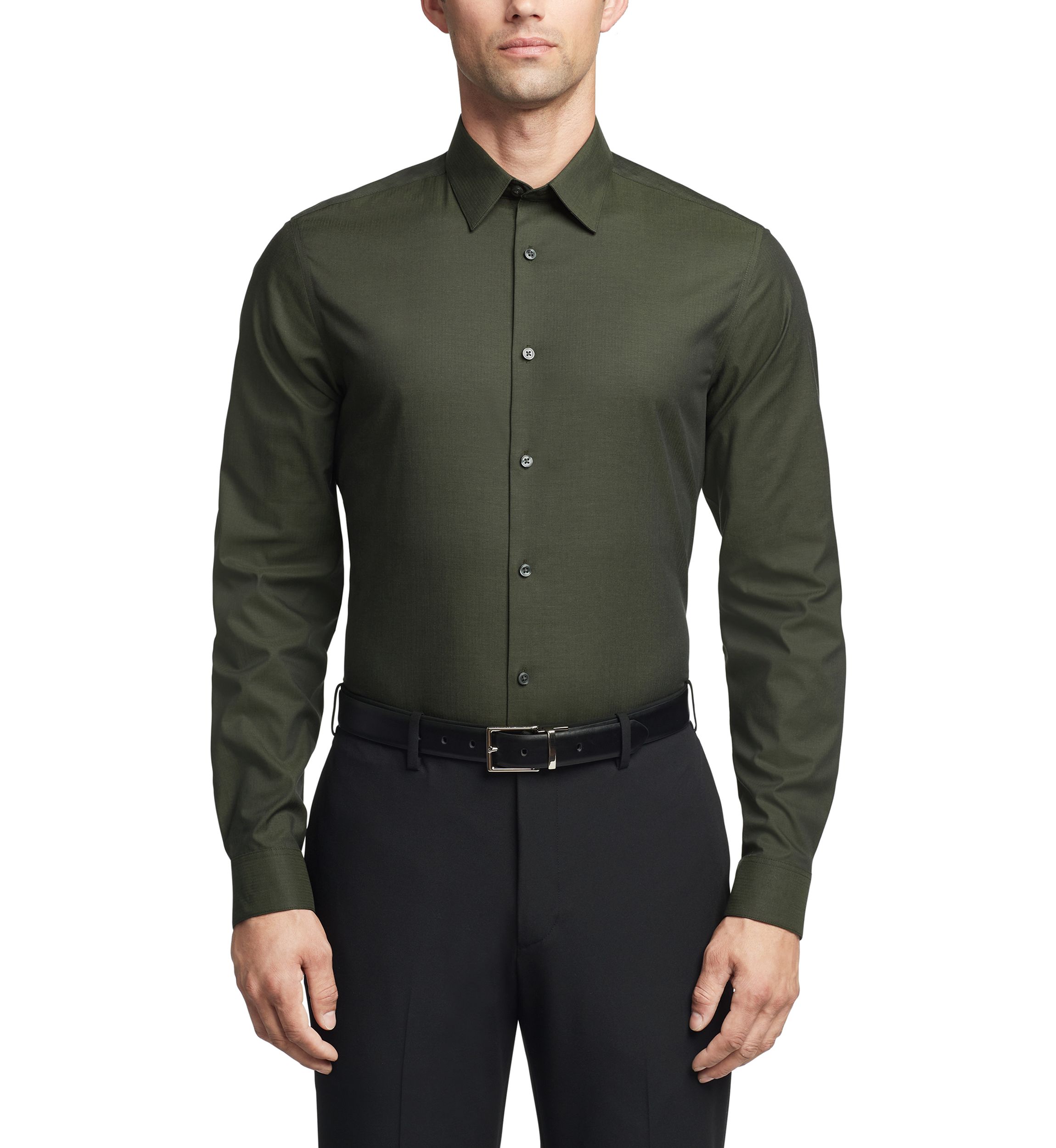Mens Calvin Klein Steel+ Herringbone Slim Fit Dress Shirt