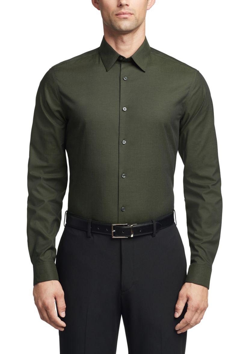 Mens Calvin Klein Steel+ Herringbone Slim Fit Dress Shirt