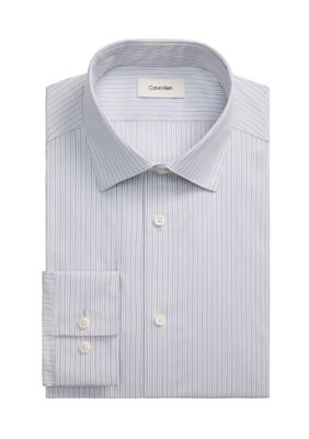 Calvin Klein Men's Performance Wrinkle Free Stretch Slim Fit Shirt, Grey, 17.5 34/35