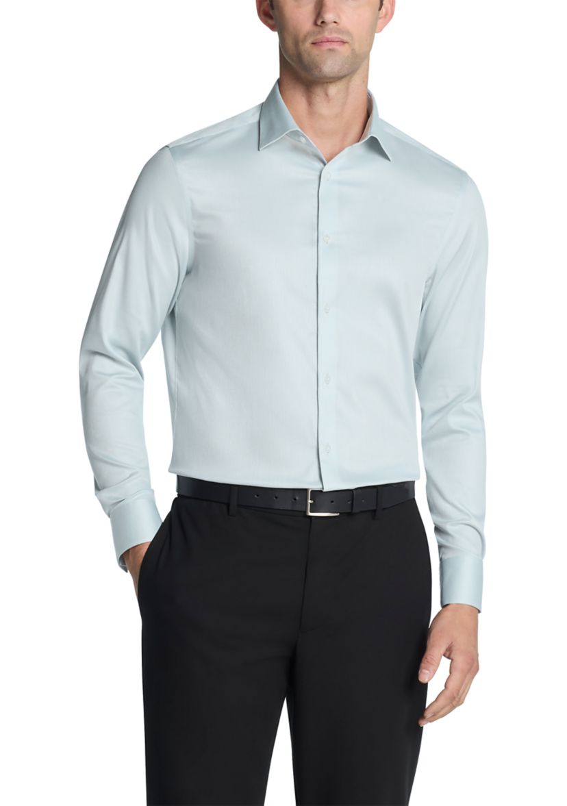 calvin klein slim fit performance dress shirt Calvin Klein Slim Fit Performance Dress shirt size Large 16 1/2 neck 34/35  Gray