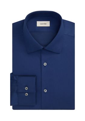 Calvin Klein Men's Performance Wrinkle Free Stretch, Slim Fit Dress Shirt, Blue, 17 34/35