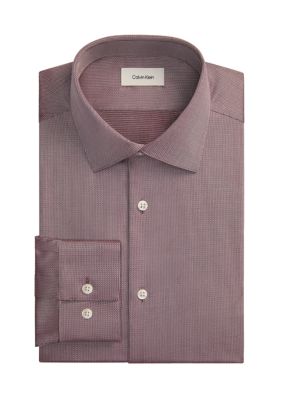 Calvin Klein Men's Performance Wrinkle Free Stretch, Slim Fit Dress Shirt, Red, 17.5 34/35
