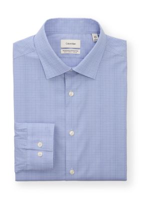 Calvin Klein Men's Performance Wrinkle-Free Occasion Dress Shirt, Slim Fit, Blue, 17.5 34/35
