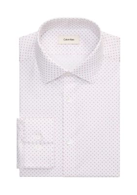 Calvin Klein Men's Performance Wrinkle Free Stretch, Slim Fit Shirt, Red, 17.5 34/35