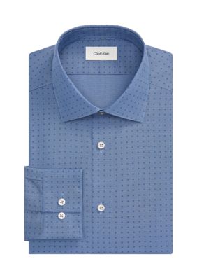 Calvin Klein Men's Performance Wrinkle Free Stretch Slim Fit Dress Shirt, Blue, 17.5 34/35