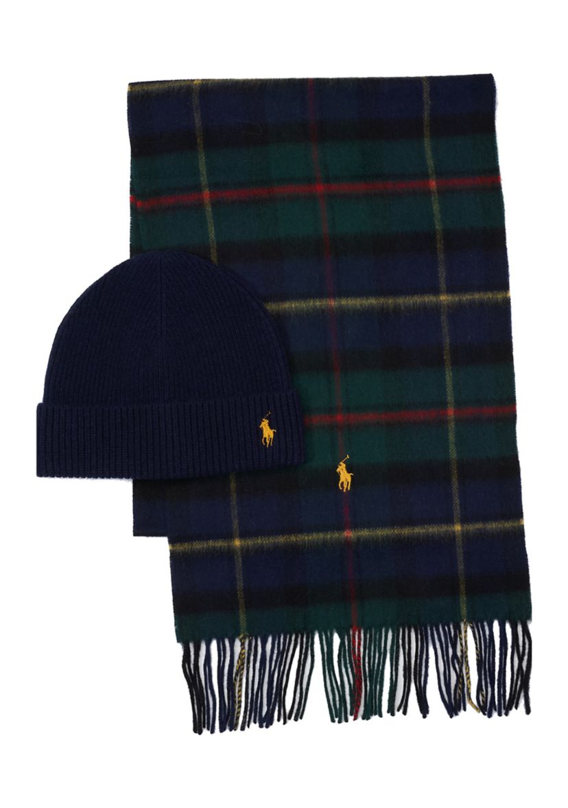 Tartan Plaid Scarf and Beanie Gift Set