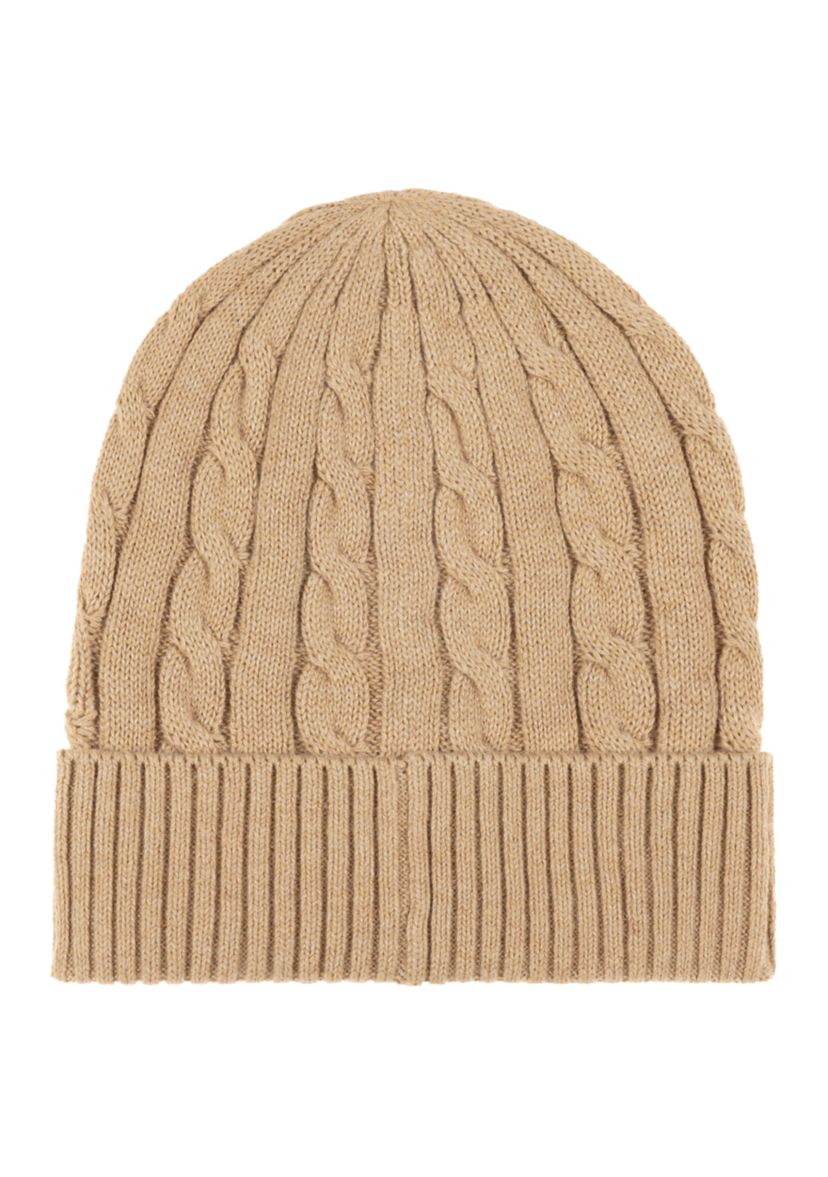 Cotton Cashmere Cable Beanie 