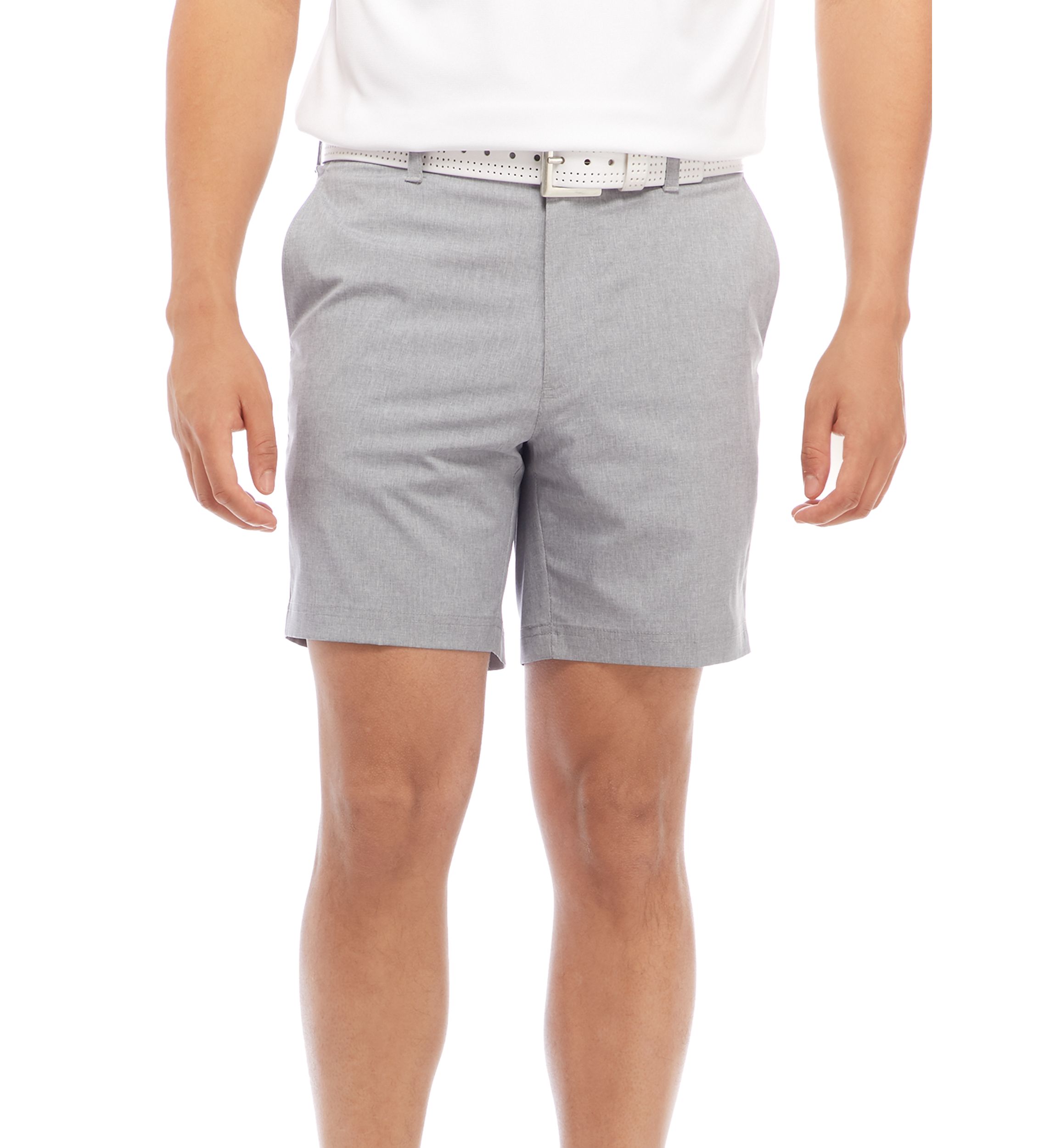 7 Inch Flat Front Heathered Golf Shorts 