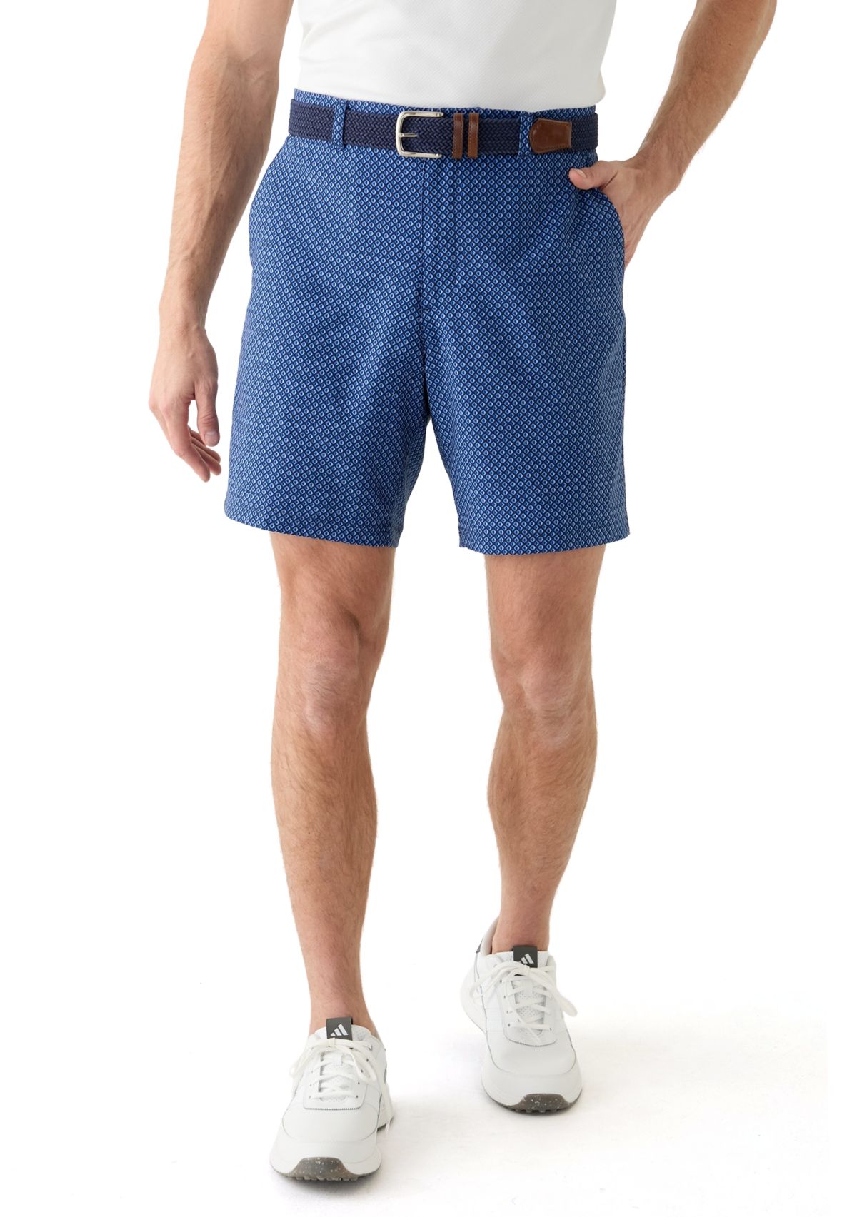 Mens 8" Flat Front Geometric Shadow Shorts