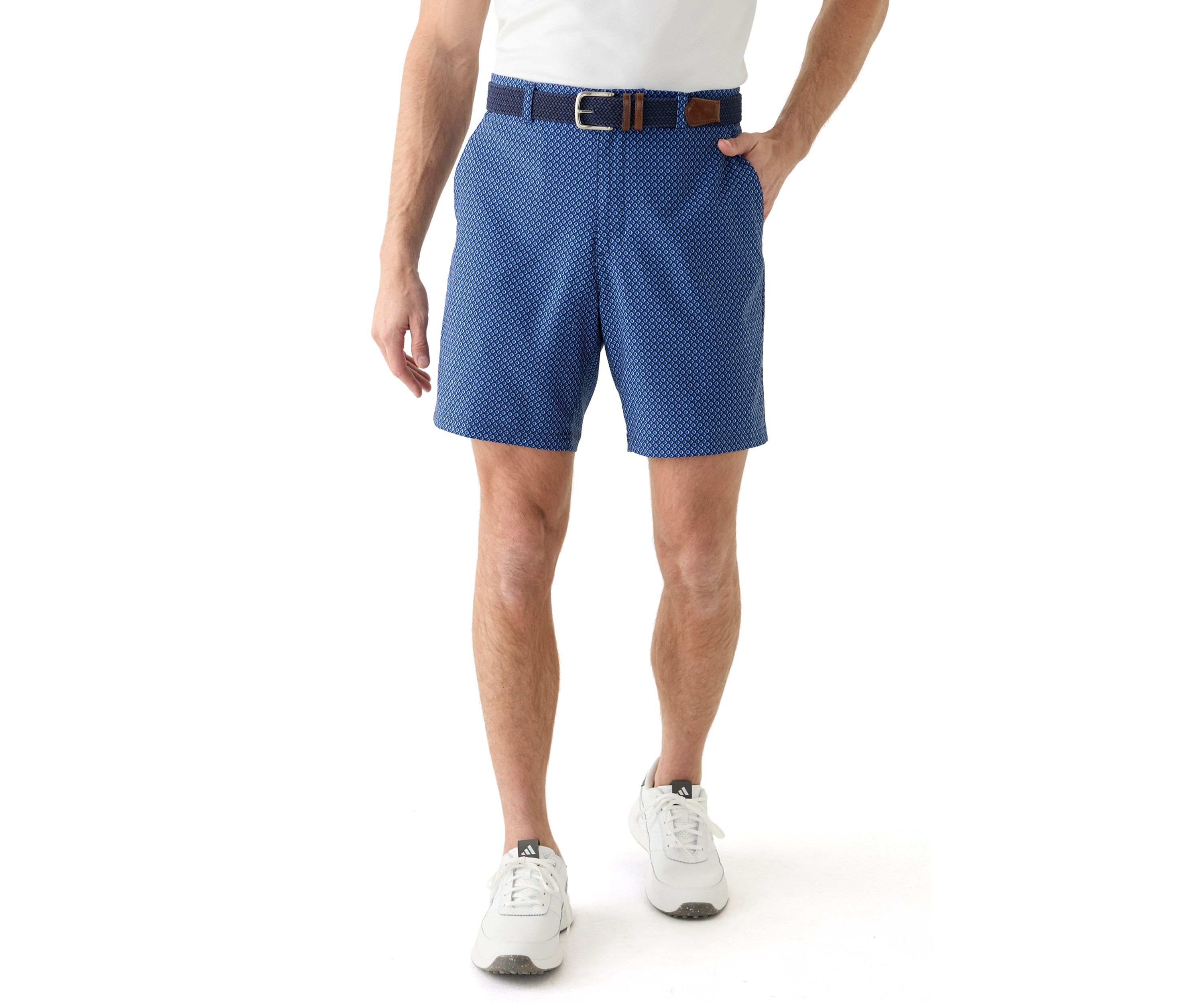 Mens 8" Flat Front Geometric Shadow Shorts