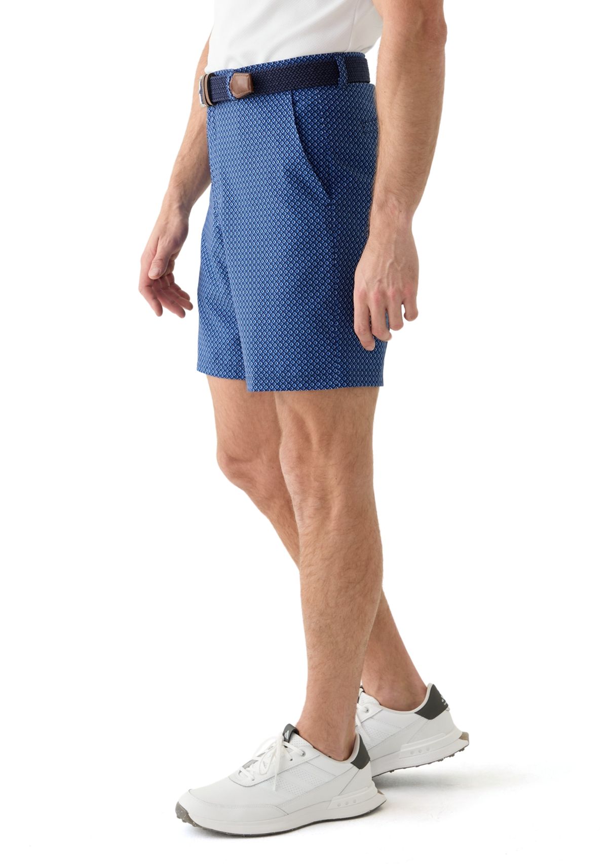 Mens 8" Flat Front Geometric Shadow Shorts