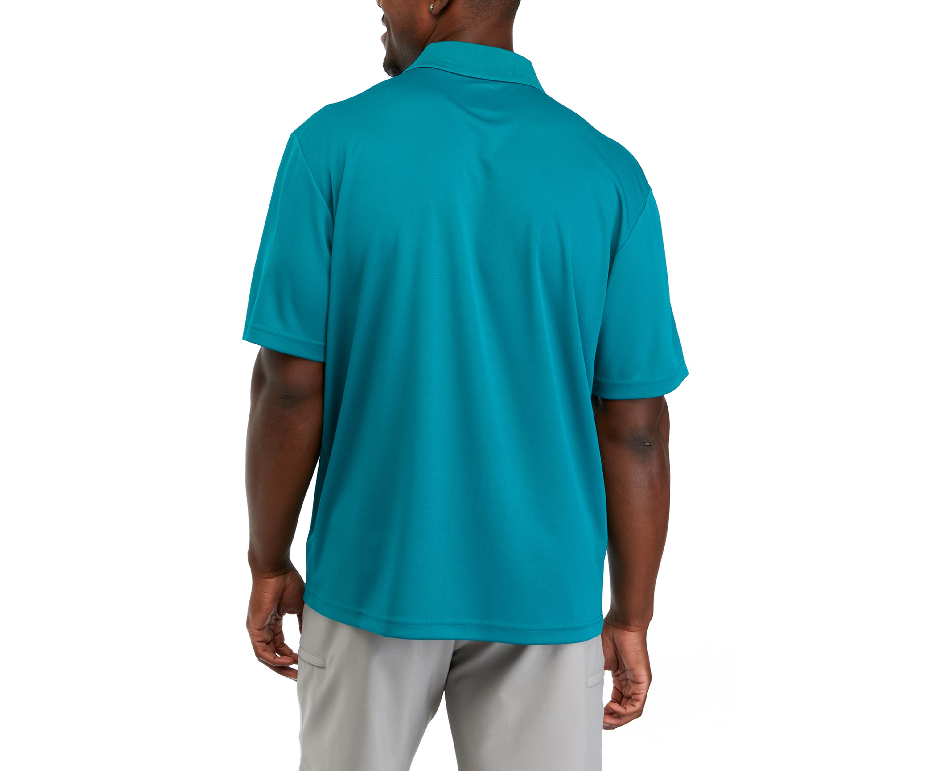 Mens Diamond Texture Polo Shirt with Ribbed Collar