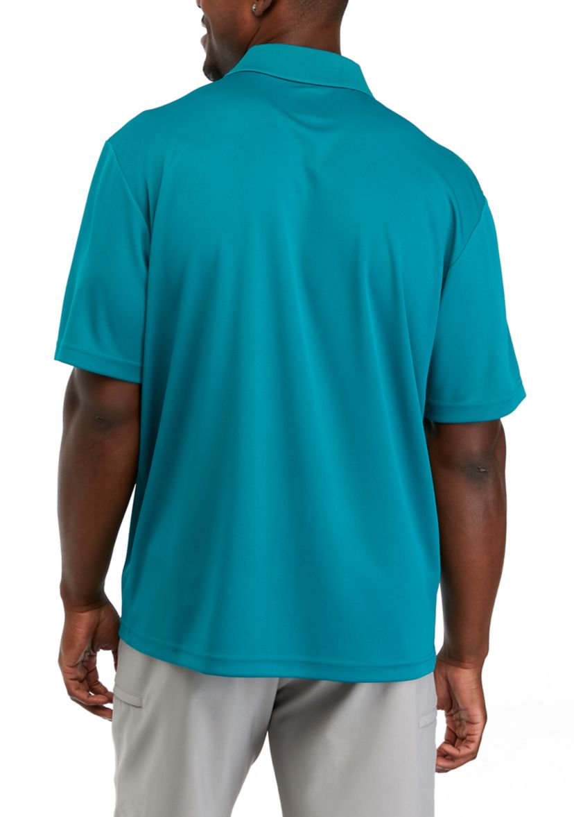 Mens Diamond Texture Polo Shirt with Ribbed Collar