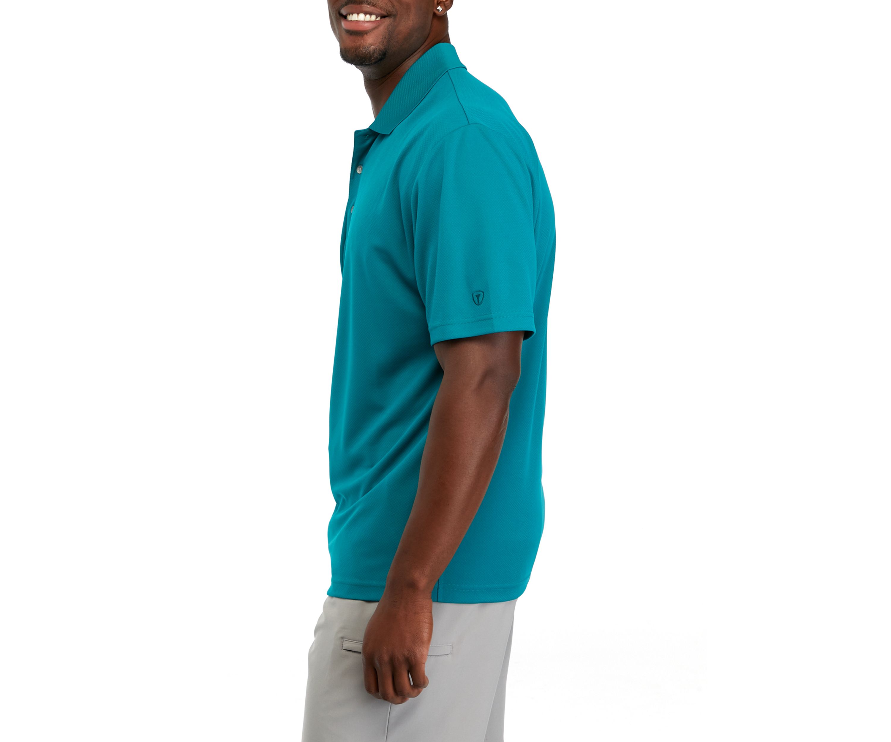 Mens Diamond Texture Polo Shirt with Ribbed Collar